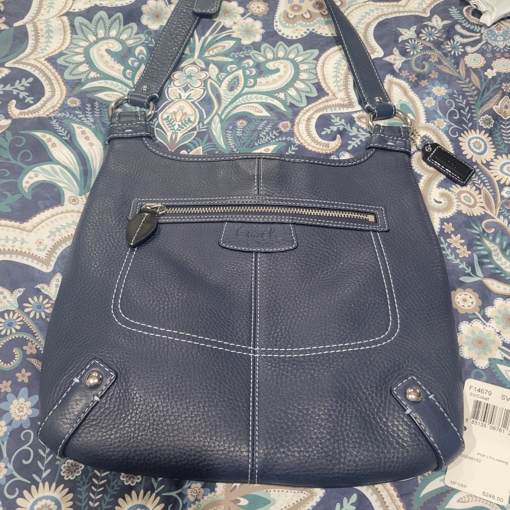 Coach Dark Blue Leather Shoulder Bag